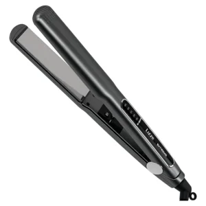 Plancha para cabello Extreme Lizze Nano Titanium color gris con placas de titanio.