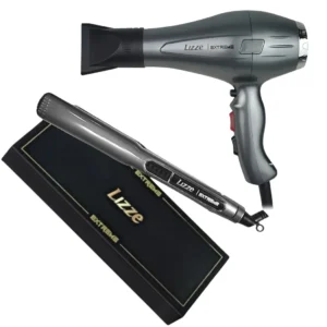 Kit Plancha y Secadora para cabello profesional Lizze Extreme con diseño moderno y tecnología avanzada.