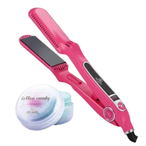 Plancha Hair Queen Infra y micro pulidor de placas para alaciado profesional y limpieza de placas sobre fondo blanco