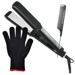 Hair Queen Supreme con Guante y Peine kit profesional para alaciado con placas de titanio
