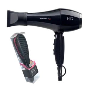 Secadora Turbo Black y Cepillo de pinza con secadora de cabello profesional MQ Professional y cepillo para planchar cabello